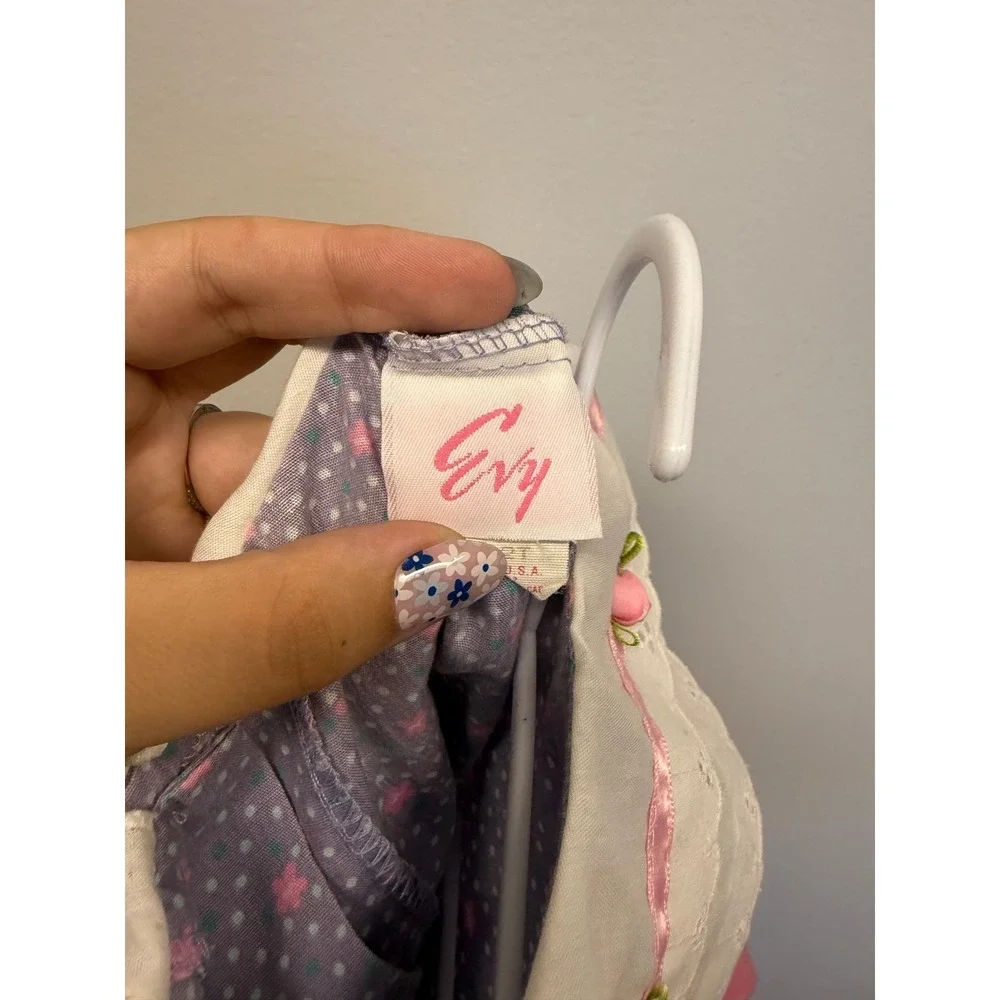 Vintage Evy Toddler Girls Purple Star Polka Dot Dress Eyelet Collar 2T M4188